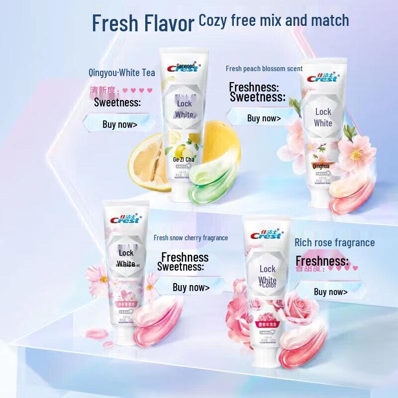 Crest Dual-Color Whitening & Fresh Breath Toothpaste, Okayama Dream White Peach