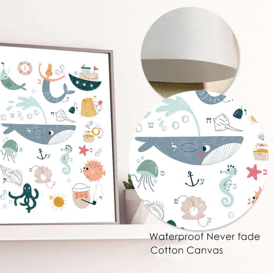 Alfabet Hebrajski Zwierzęta Edukacja Sztuka Ścienna do Pokoju Dziecięcego Obraz na Płótnie Plakaty i Druki Obrazy Ścienne Dekoracja Pokoju Dziecięcego