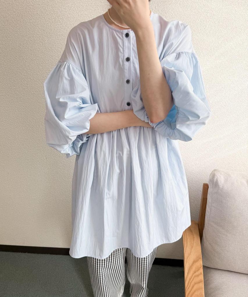 URBAN RESEARCH DOORS Women's Volume Sleeve Tunic Dress, Size SAX M, DRA4-23R105