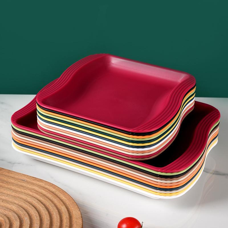 Plates Square Dessert Shape Twist Wave Dinner Serving Plates Restaurant Kitchen