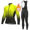 2026 Winter Warm Cycling Clothing Set Long Sleeve Thermal Fleece Cycling Jersey Set Bib Pants Ropa Ciclismo Bicycle Clothing MTB Bike Jersey Uniform