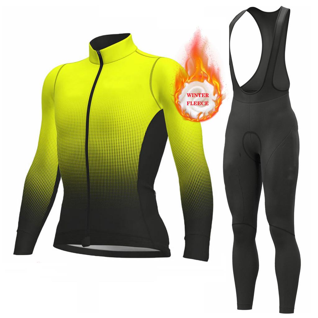 2026 Winter Warm Cycling Clothing Set Long Sleeve Thermal Fleece Cycling Jersey Set Bib Pants Ropa Ciclismo Bicycle Clothing MTB Bike Jersey Uniform