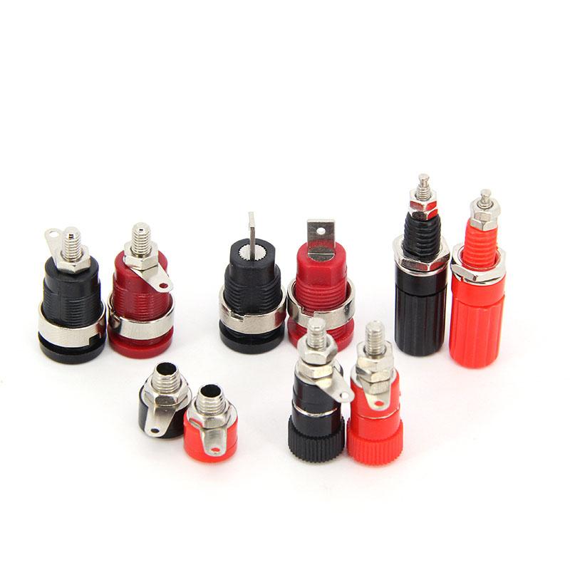 Nickel Plated Insulated Safety 4mm Banana Female Connector Jack Panel Mount Socket Binding Post nut Red+Black power plug