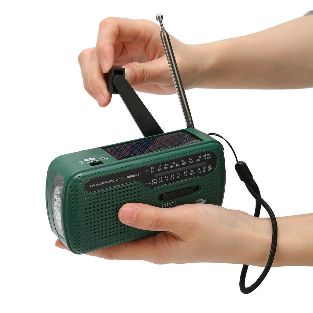 Hand Crank Solar Radio AM FM SW1 SW2 Camping LED Flashlight Multiband Camping Emergency Radio for Outdoor