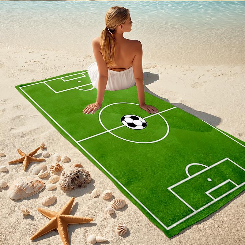 1Pc Soccer Field Layout Beach Towel, Quick Dry, Multi-Use for Beach Pool Gym Yoga Home Travel, Christmas, Halloween, Xmas Gift M928766
