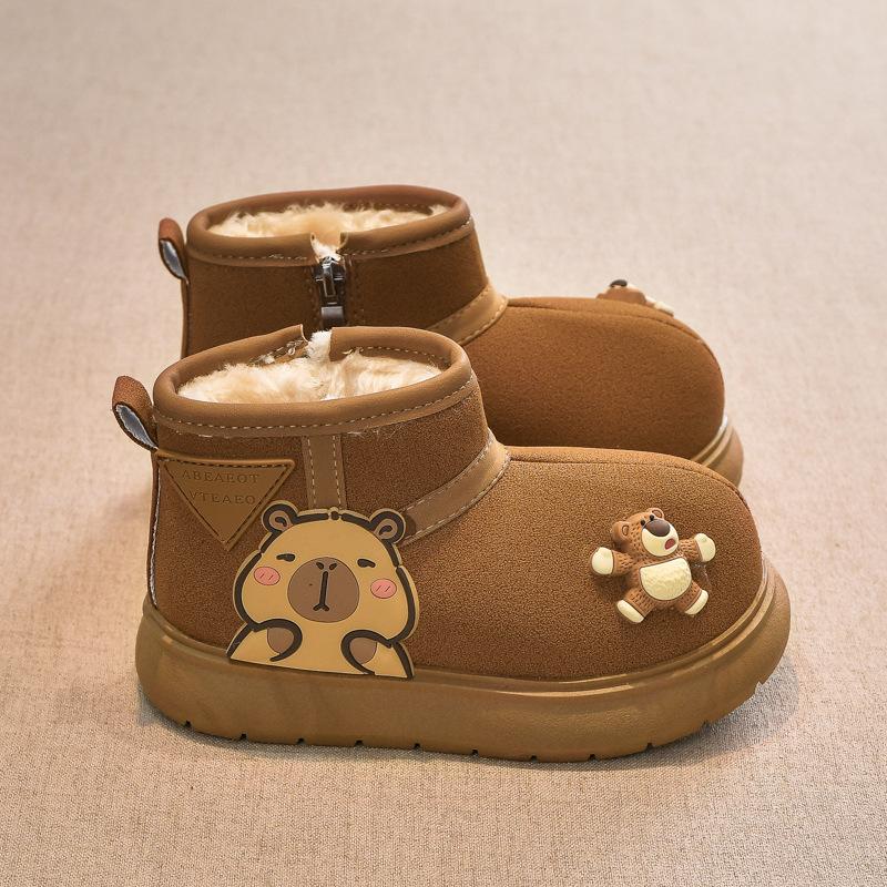 Children's Cartoon Cotton Snow Boots Keep Warm Children's Winter New Large Cotton Short Boots Thick-soled Anti-skid Moisture