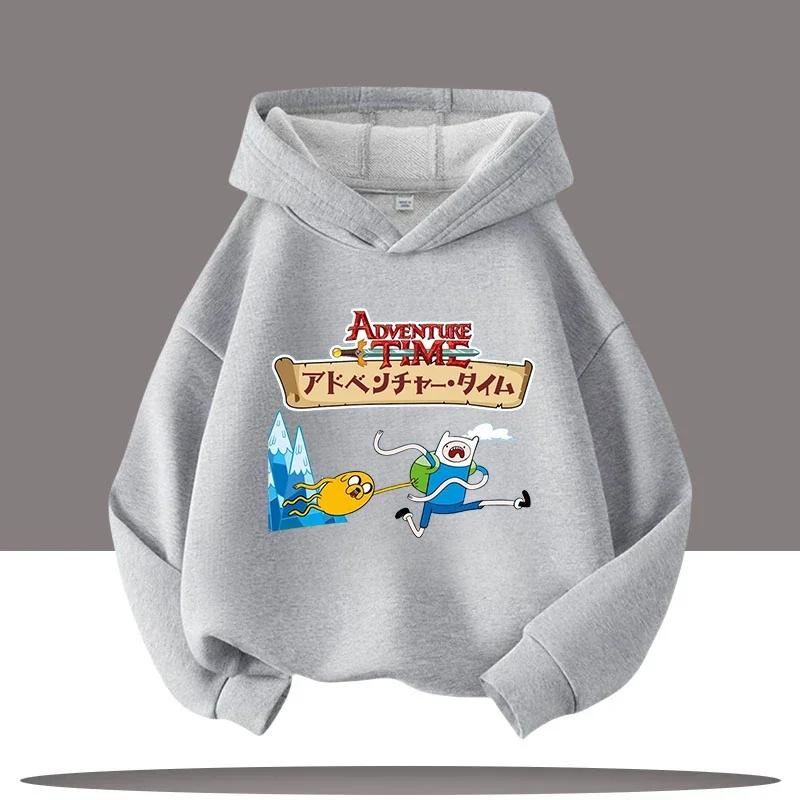 2025 Nová mikina Adventure Time pro děti s potiskem postaviček z kresleného seriálu Dětské sportovní oblečení pro dívky Ležérní top Podzimní/Zimní oblečení