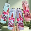 1PC Love Is Magical Unicorn Lettering 750ml Color Plastic Sports Water Bottle Leakproof Flip Straw Lid Suitable for Sports Office Home Use