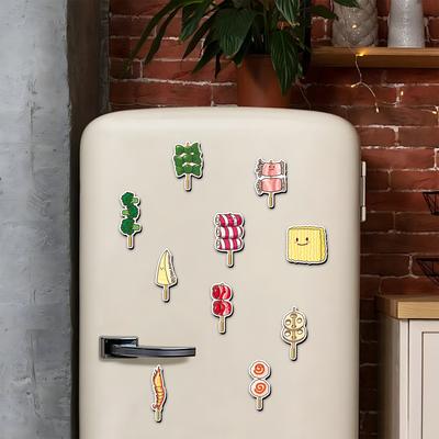20 Magneti da Frigorifero su Spiedino, Cibo Carino, Decorazione Metallica per Scrivania/Armadietto, , Adesivo Completamente Magnetico