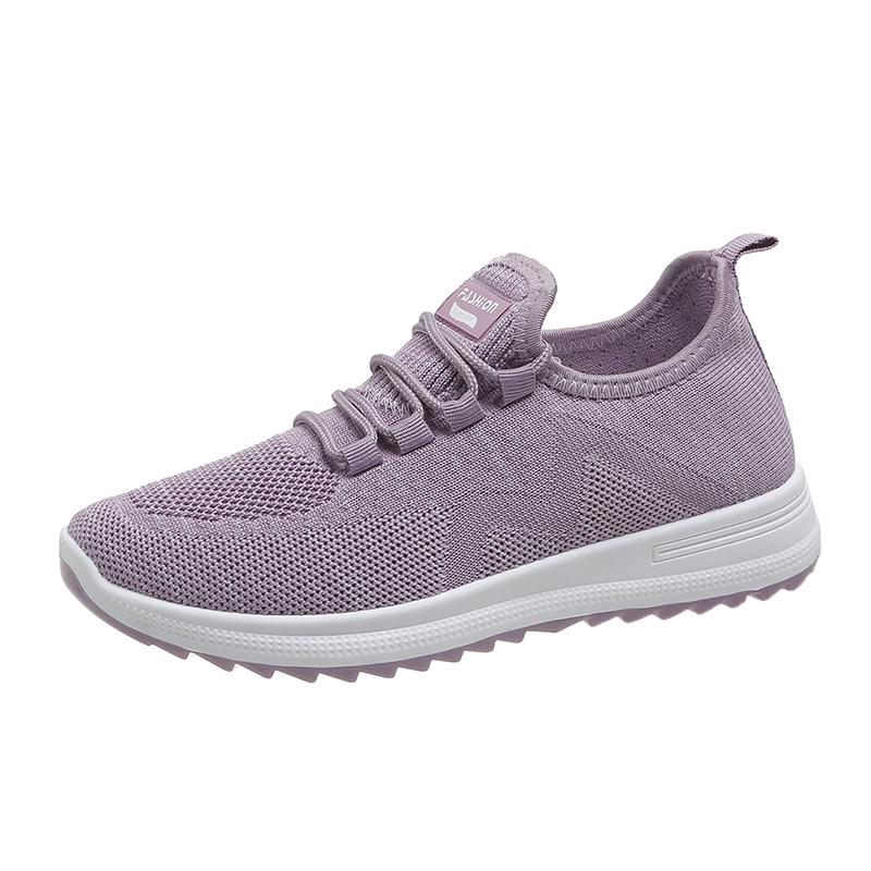 

2026 New Spring Fashionable Solid Color Breathable Round Toe Sneakers Womens Casual and Comfortable Thick Sole Soft Sports Shoes 40 фіолетовий