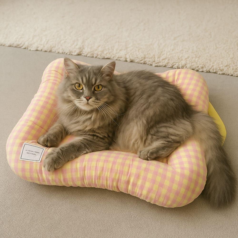 Non-slip Plaid Dog Cushion Macaron Pet Sleeping Bed Cute Cat Mat  Autumn
