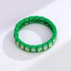 Square Colorful Crystal Enamel Bangle Elastic Geometric Women Rainbow Beaded Bracelets Jewelry Accessories Colored Bracelet