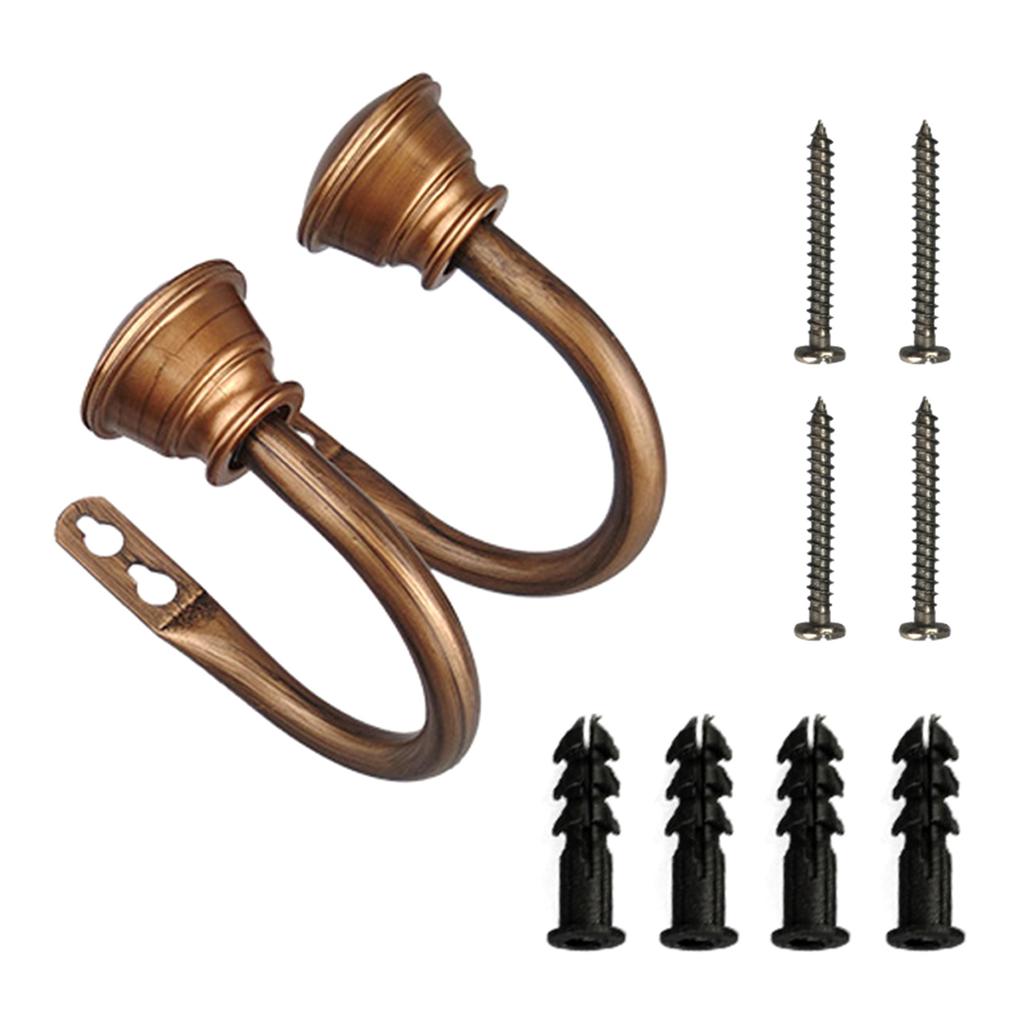 Set med 2 Eleganta Metalliska Gardinhållare för Tidlös Fönsterdekor i Ljusbrons med Elemental Kuldesign