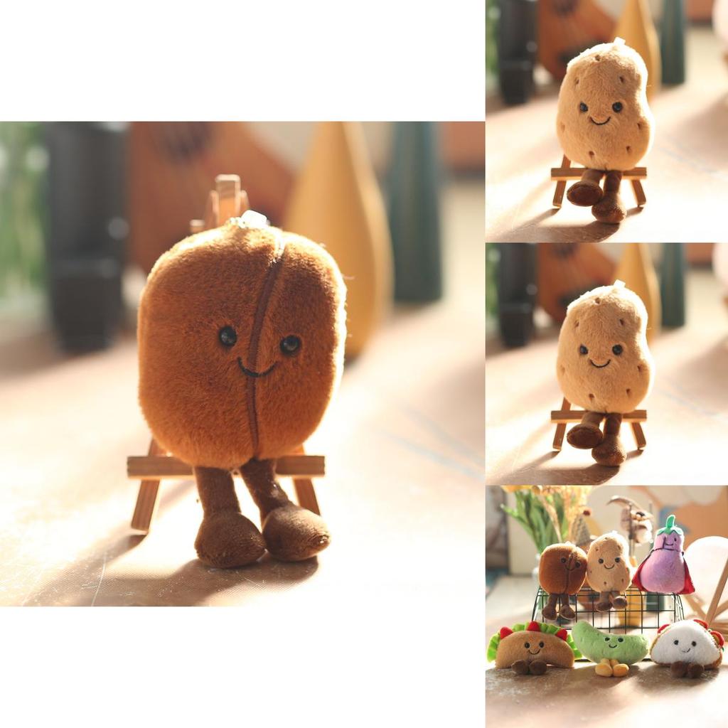 Adorable Cute Sandwich Plush Toy Keychain Hamburger Eggplant Doll Accessory