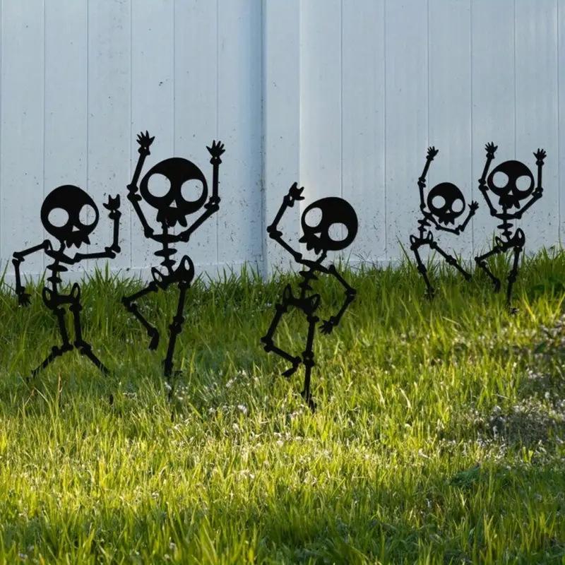 Dancing Skeleton Lawn Garden Decoration Outdoor Creative Silhouette Garden Decoration Signboard Plugin Garden Statue Sculpture