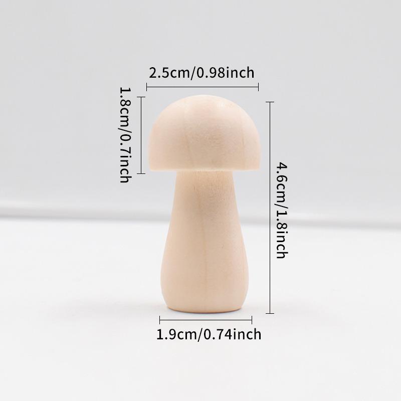 2PCS Unfinished Wooden Mushroom Natural Wood Mushrooms for DIY Crafts and Arts Paint Color Ornaments for Home Decorations