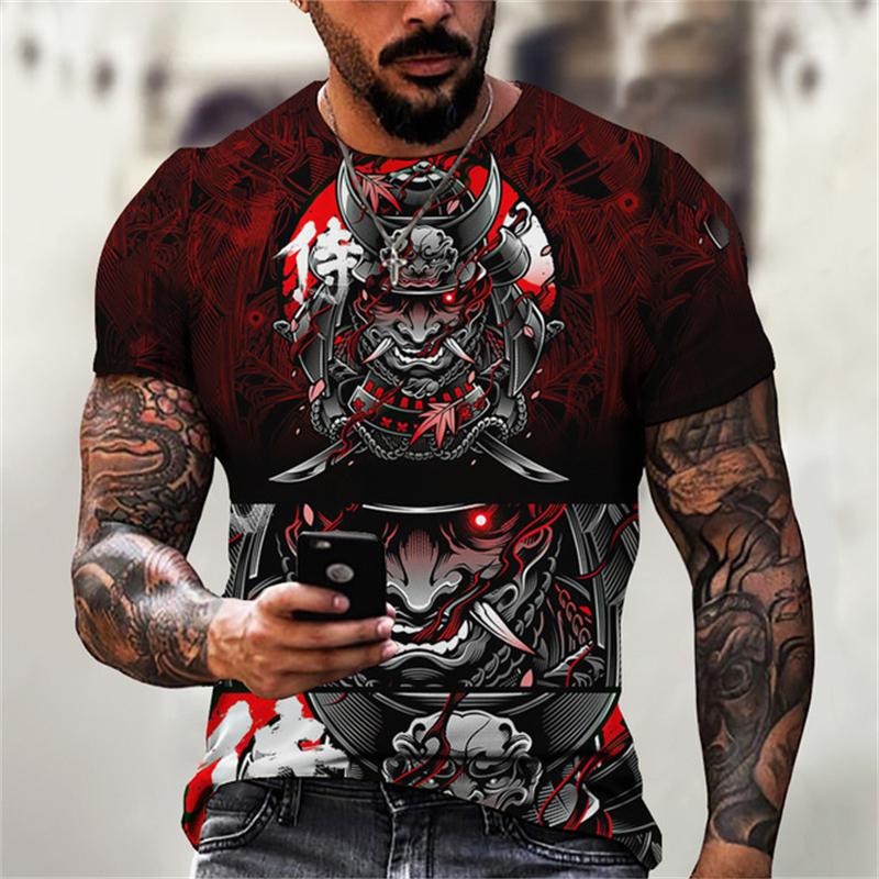 

Японская футболка с принтом самураев для мужчин, летняя тенденция в стиле хип-хоп, уличная одежда в стиле Харадзюку, повседневные топы с круглым вырезом и короткими рукавами, модные свободные футболки XXS