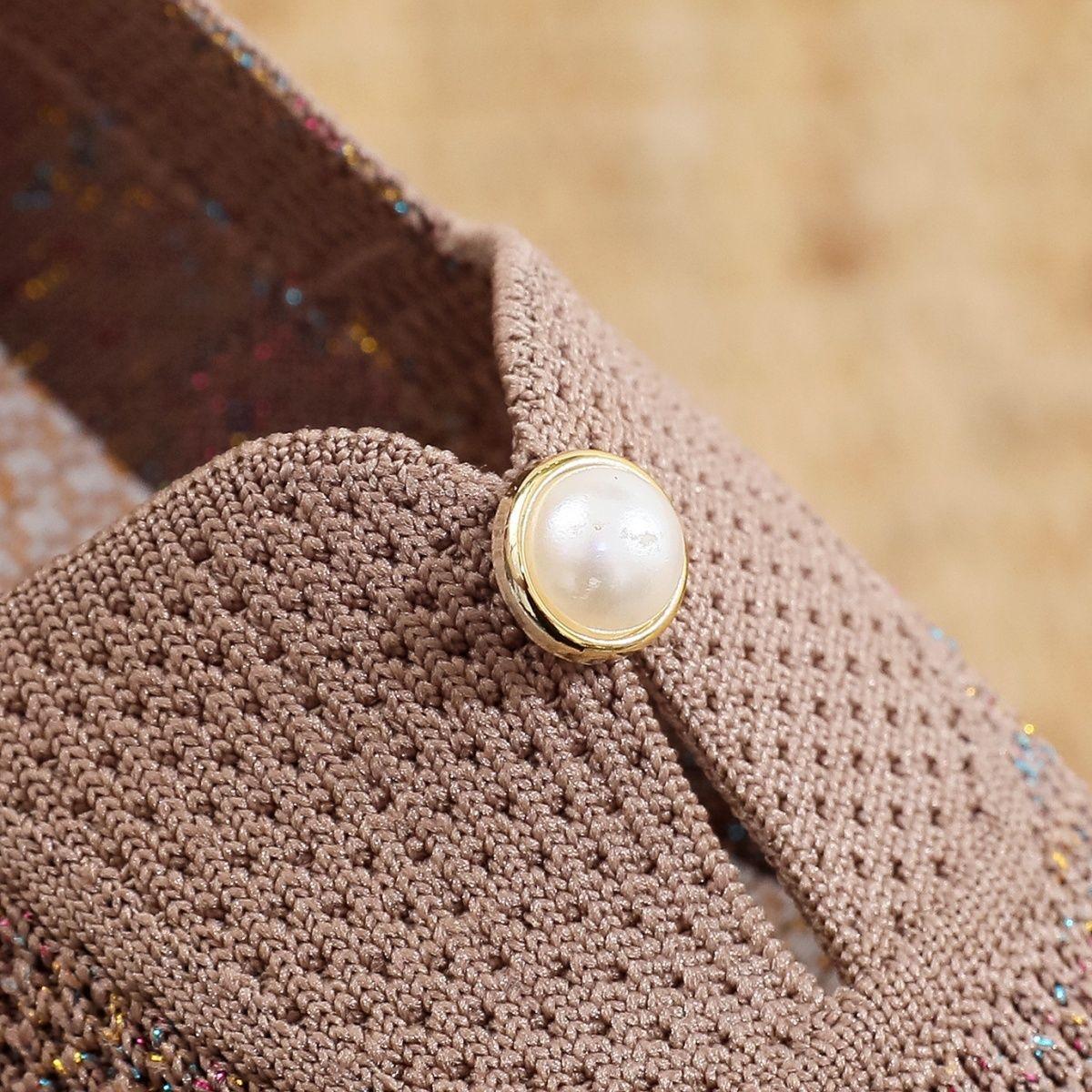 вязаные мокасины с жемчугом женские кроссовки повседневные мокасины для ходьбы женские — фото 5