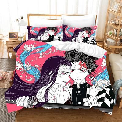 Cartoons Demon Slayer 2_3pcs Bedding Sets Duvet Cover Set With Pillowcase Twin Full Queen King Bedclothes Bed Linen Home Textile