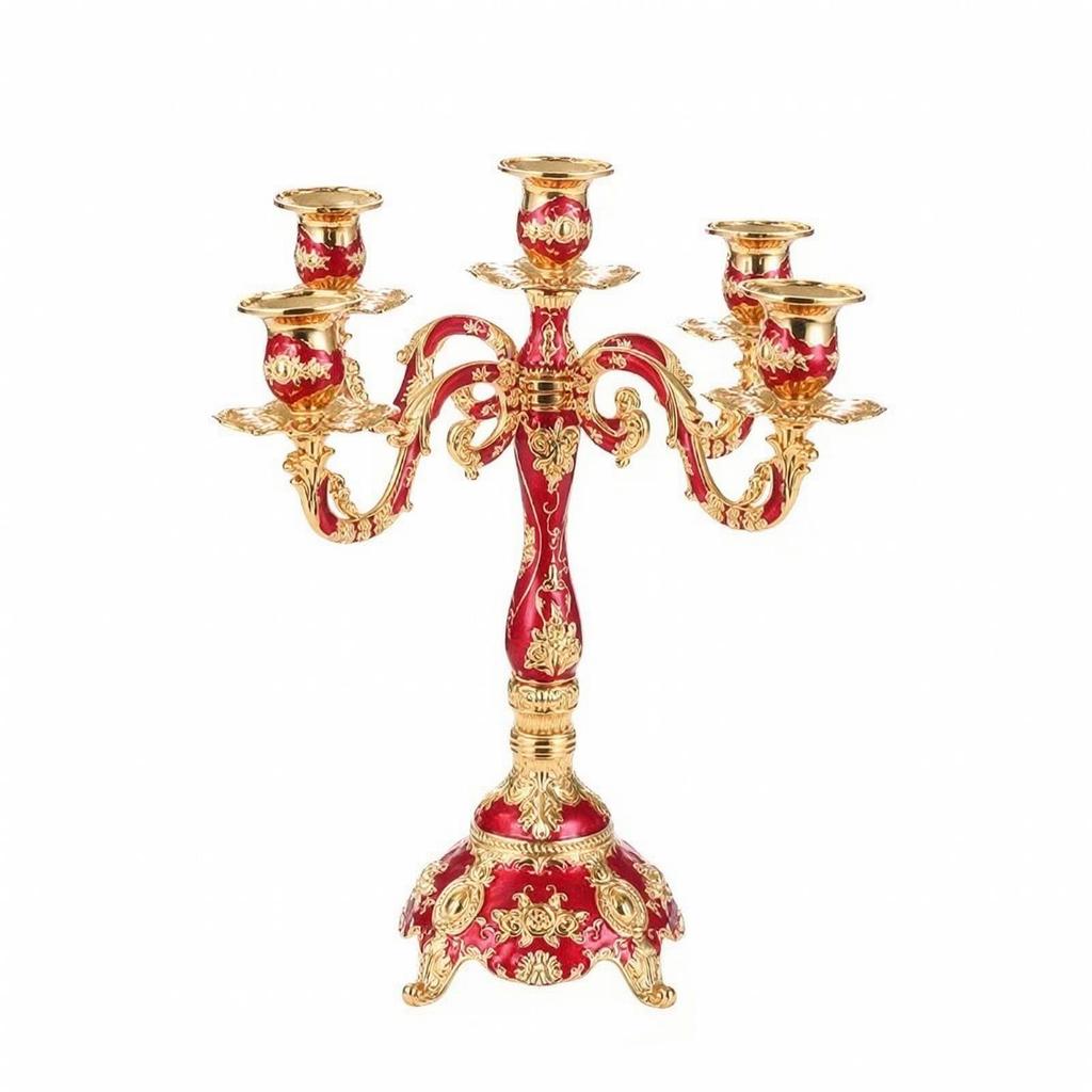 Five-Arm Candelabra Elegant Zinc Alloy Candlestick with Four Feet