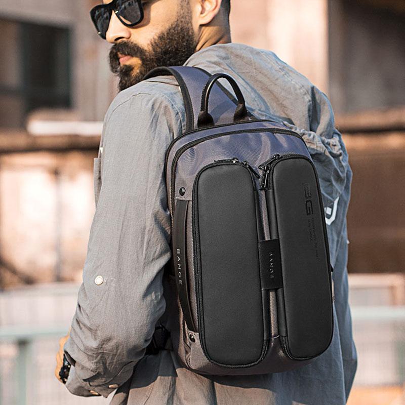 IELGY Pánská taška Lehká ležérní Oxfordská látka Všestranná USB Černá Módní Jednoramenní Zip