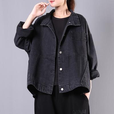 Dames Lente en Herfst Plus Size Revers Literair Retro Lange Mouw Casual Denim Jas