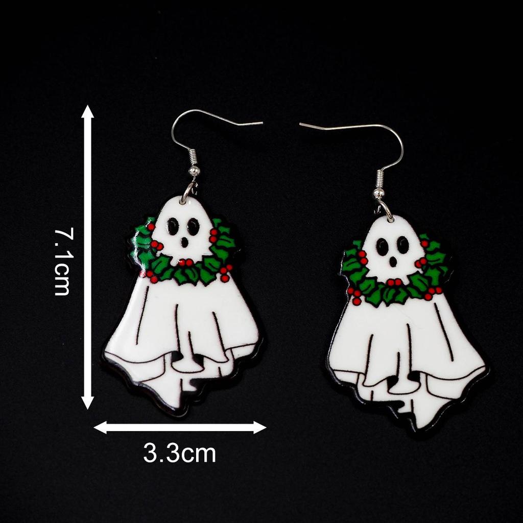 Acrylic Halloween Ghost Earrings - Cute and Simple Cartoon Design for Christmas