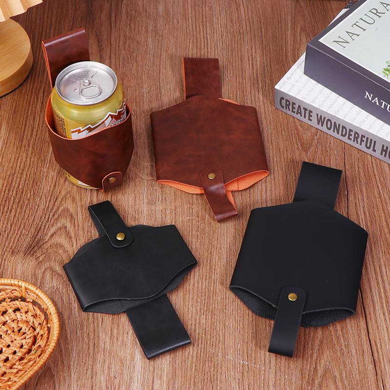 PU Leather Beer Bottle Waist Holster Portable Beer Belt Bag Handy Wine Bottles Beverage Can Holder