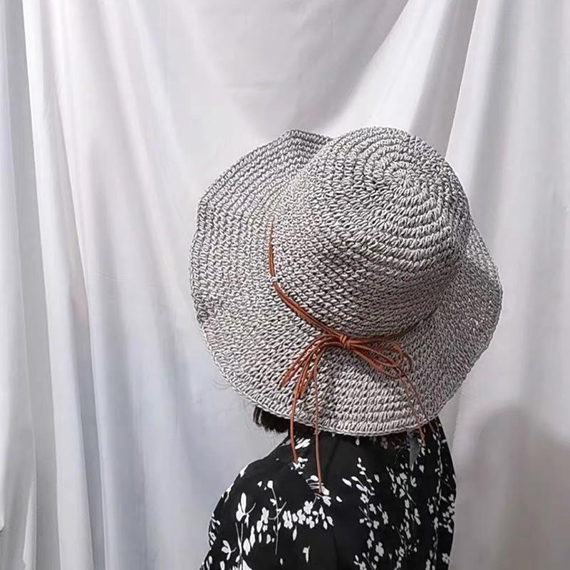 Women's Summer Straw Hat, Fresh and Simple Korean Style, Versatile for Beach Trips, Sunshade Sun Hat, Wide Brim Sun Protection Fisherman Hat