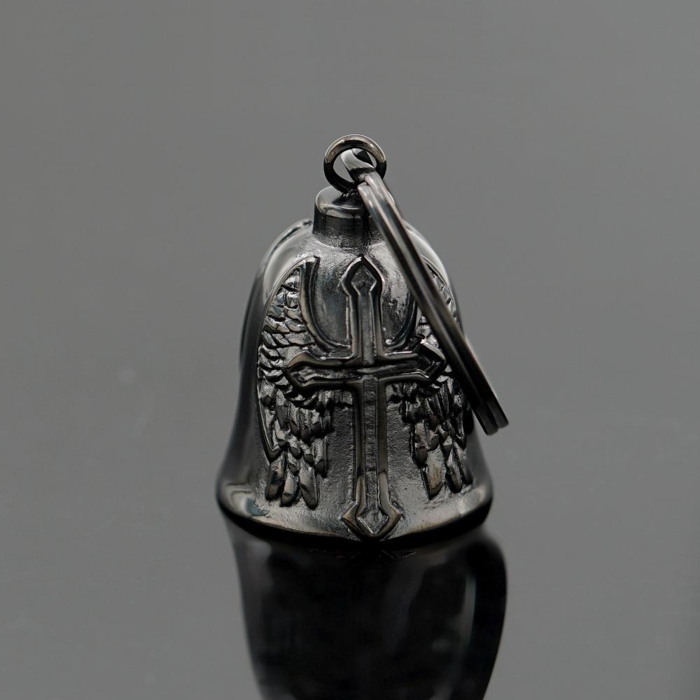 Stainless Steel Viking Motorcycle Pendant Gothic Punk Biker Jewelry for Men with Exorcism Bell