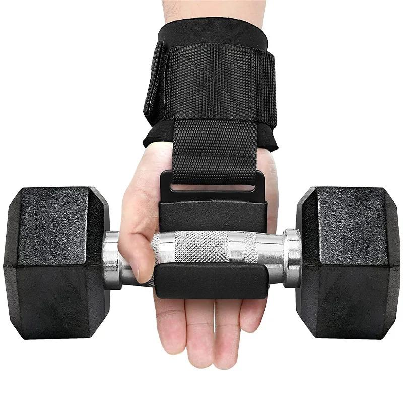 2 pezzi Ganci per Sollevamento Pesi con Polsini Fasce da Polso Cinghia da Polso Mano-Barra Gancio da Palestra Fitness Cinghia per Pesi Trazione alla Sbarra Guanti per Powerlifting