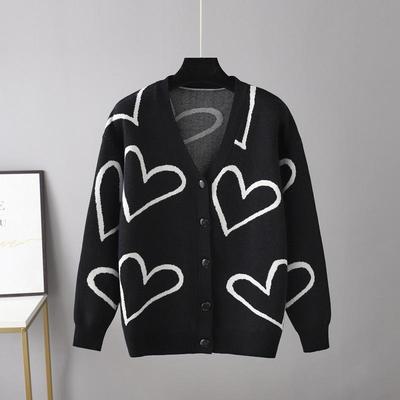 Cardigan tricoté pour femme, pull, veste courte, amour, automne et hiver