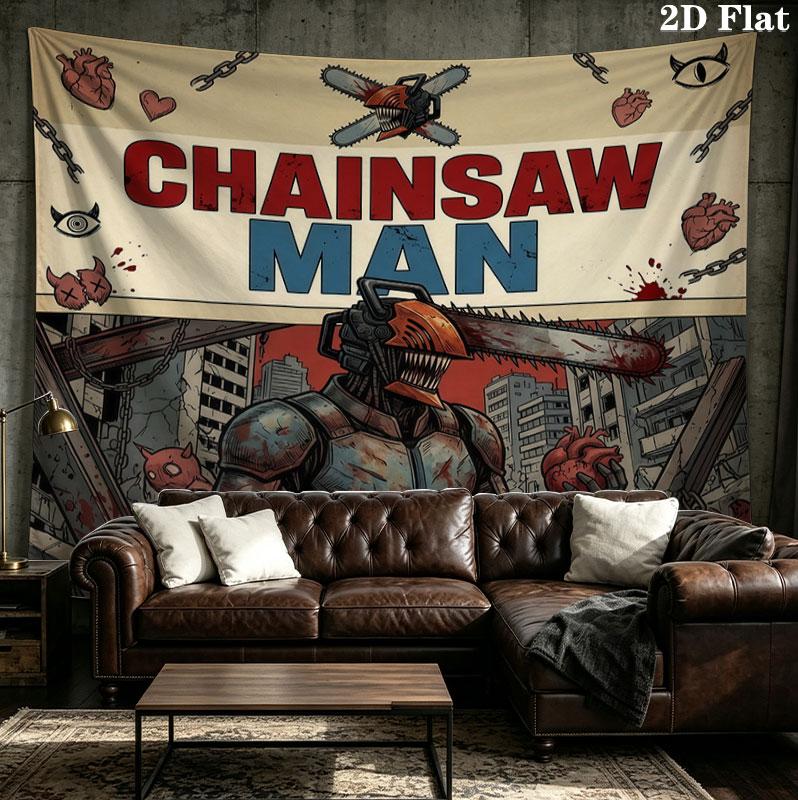 Tapestry Ścienne Chainsaw Man Estetyczna Dekoracja Ścienna Drukowany Materiał Koc Dekoracyjne Tapiserie Do Sypialni Salonu Wystrój Domu