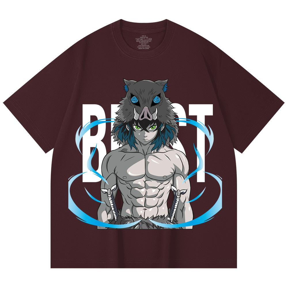 

230 Gsm 100% Cotton Demon Slayer V113 Inosuke Print Unisex Heavy Cotton T Shirt 2XL