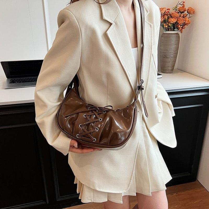 Niche pleated underarm bag women's ballet style bow strap women's bag shoulder bag texture dumpling bag