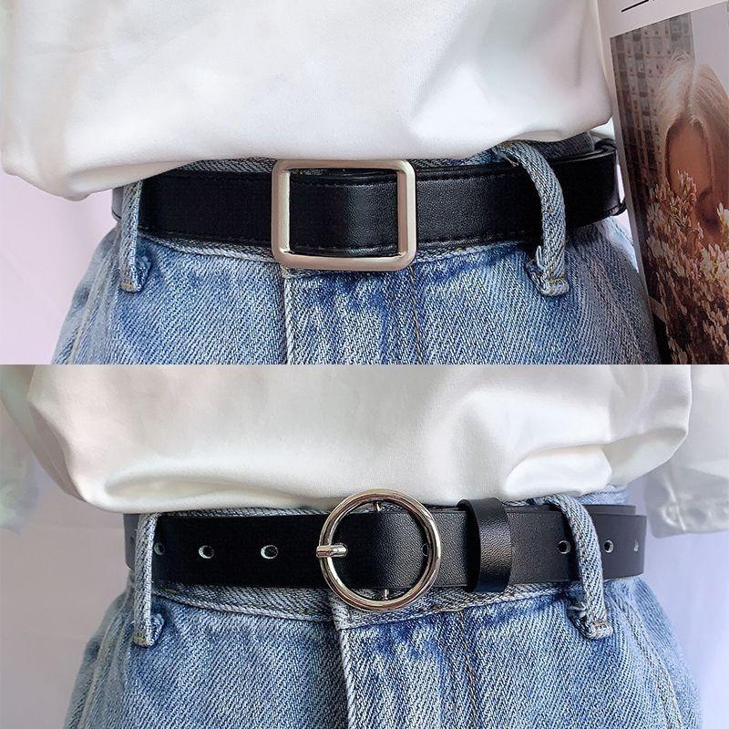 Stylish Womens No-hole Decorative Jeans Belt In Black Versatile Fashion Accessory