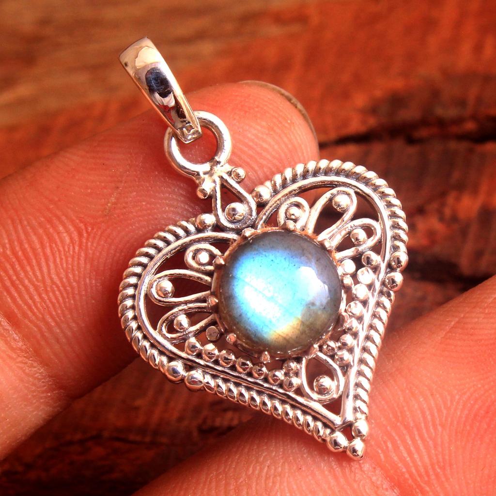 Reiki Pendant, Heart Pendant, 925 Sterling Silver Handmade Jewelry, Moonstone Pendant, Gemstone Jewelry, Gifts For Her, Women Jewelry