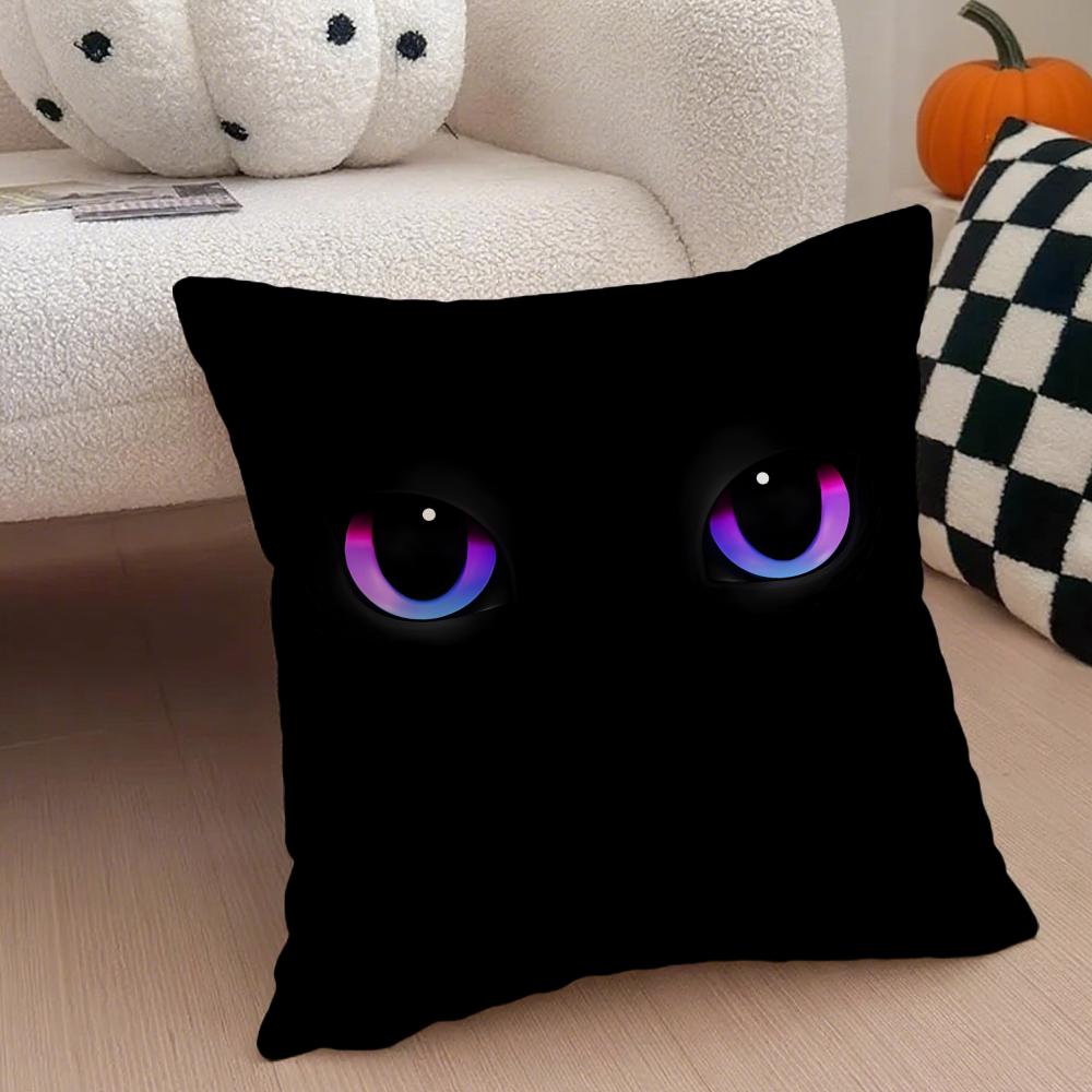 Cute Art Cat Eyes Cushion Cover Throw Pillow Cover Hidden Button Durable Polyester Chair Cushion