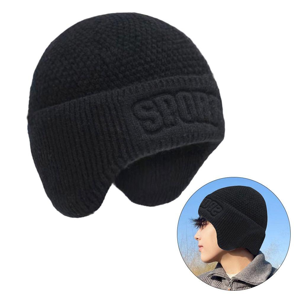 Soft Earflap Cap Windproof Knitted Hat Outdoor Winter Hat for Men