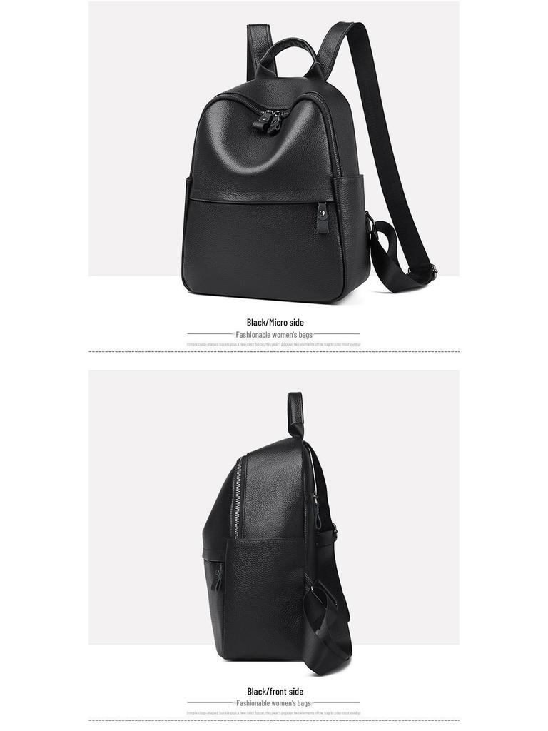 Damen vielseitiger Rucksack aus echtem Leder - Oberste Schicht Rindsleder, Großes Fassungsvermögen, Unifarben, Modische Reisetasche (Modell 2025)