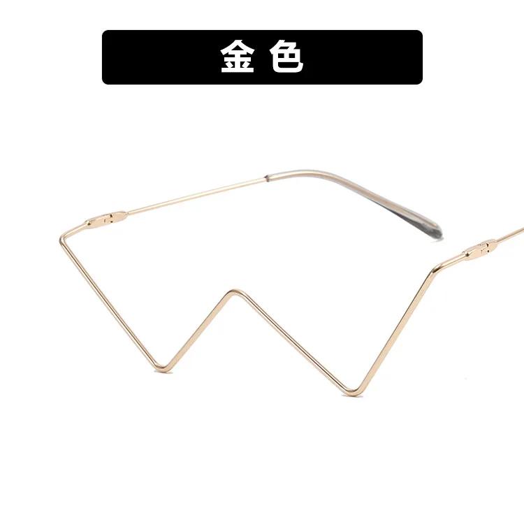 

Vintage No Lens Women Sun Glasses Colorful Luxury Brand Rainbow Diamond Decoration Eyewear Fashion Half Metal Frame Decorative