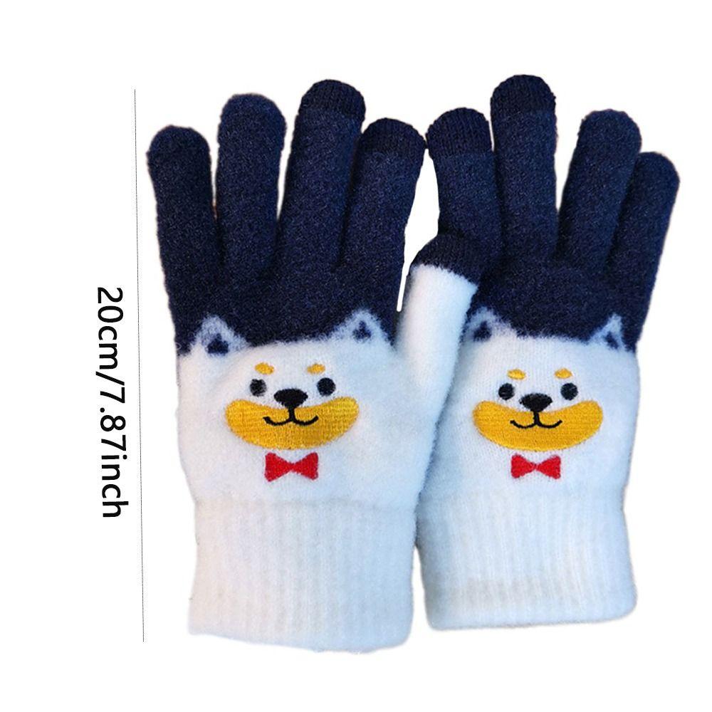 Finger-Separating Touch Screen Gloves Cartoon Dog Warm Gloves Sweety Winter Gloves Outdoor Wear