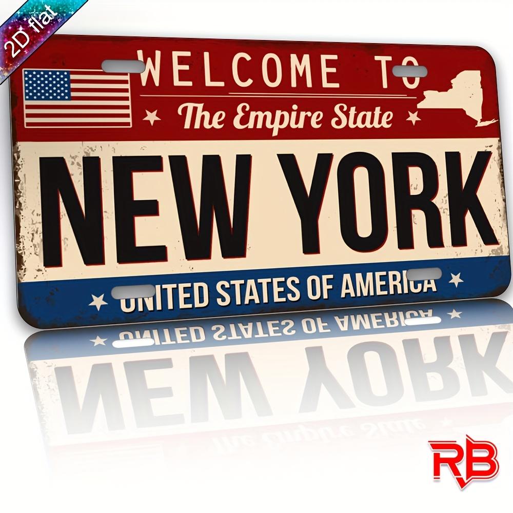 

New York Welcome Sign Vintage Metal Wall Art with American Flag and State Outline UV Printed x cm Suitable for Hom 15x30cm(5.9x7.8inch)