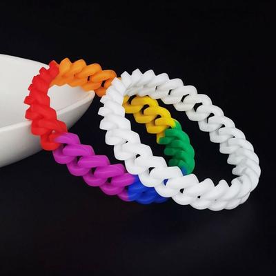 Wrist Bands Silicone Hollow Out Wristband Jewelry Waterproof Rainbow Wristband Luxury Charm Colorful Hollow Bracelet Men Women