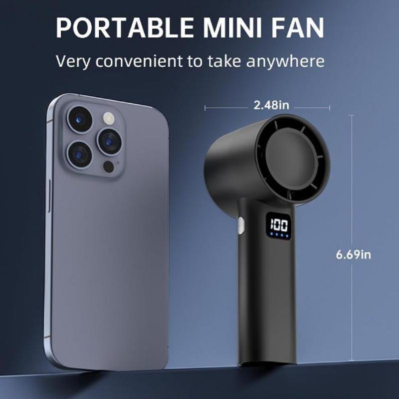 3000mAh Portable Handheld Fan Strong Winds Turbo Fan Rechargeable Digital Display Mini Cooling Fan 157 * 59mm