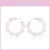 Kuai Ohmei Jing Modern Geometric White Acetate Alloy Flower Edge Earrings Celebrations For