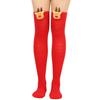 Damen Weihnachten Overknee Lange Socken Niedlich 3D Plüsch Hirsch Elch Gestreifter Druck Oberschenkelhohe Strümpfe Feiertagsparty Strumpfwaren