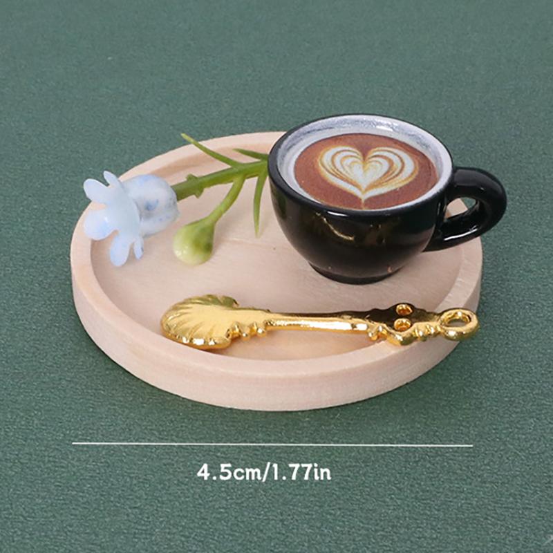 

1 комплект миниатюрных кофейных чашек для кукольного домика с блюдцем, ложкой, кухонными столовыми приборами для кукольных аксессуаров, игрушек