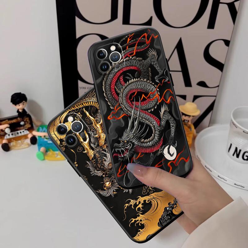 QE7 Chinese Dragon New High-End Shell Phone Case for iPhone SE X XS XR 16E 17 11 Pro Max 8 7 6 6s Plus Air