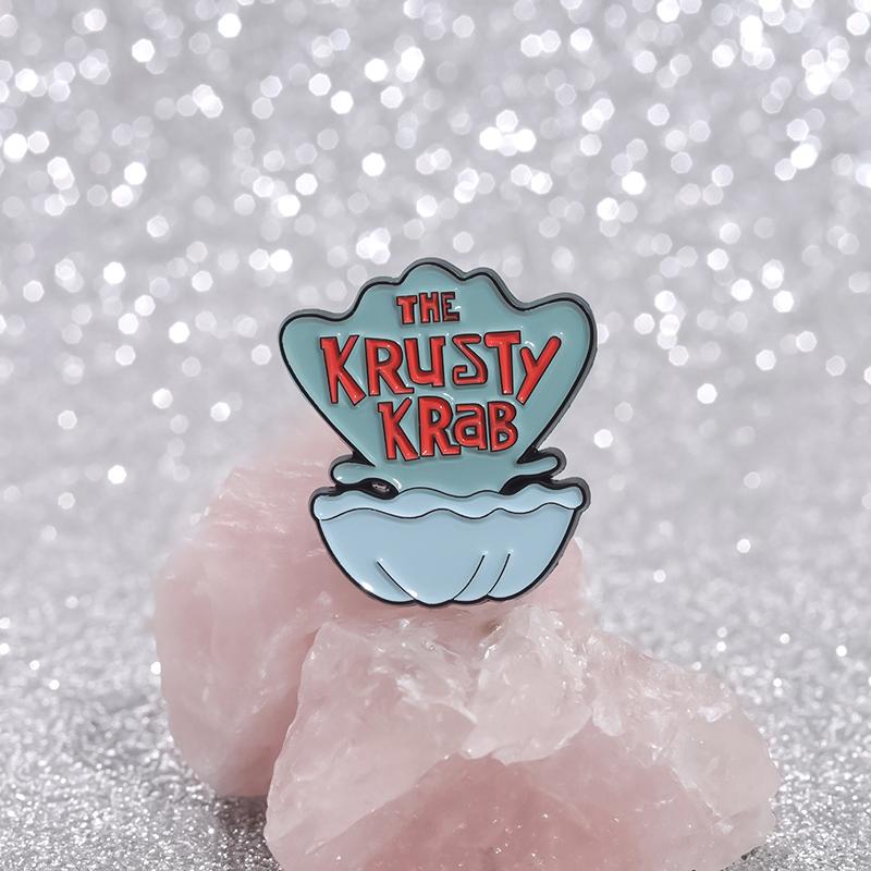 Cartoon CHUM BUCKET Enamel Pins Custom Marine Life Shells Brooches Lapel Badges Funny Jewelry Gift for Kids Friends